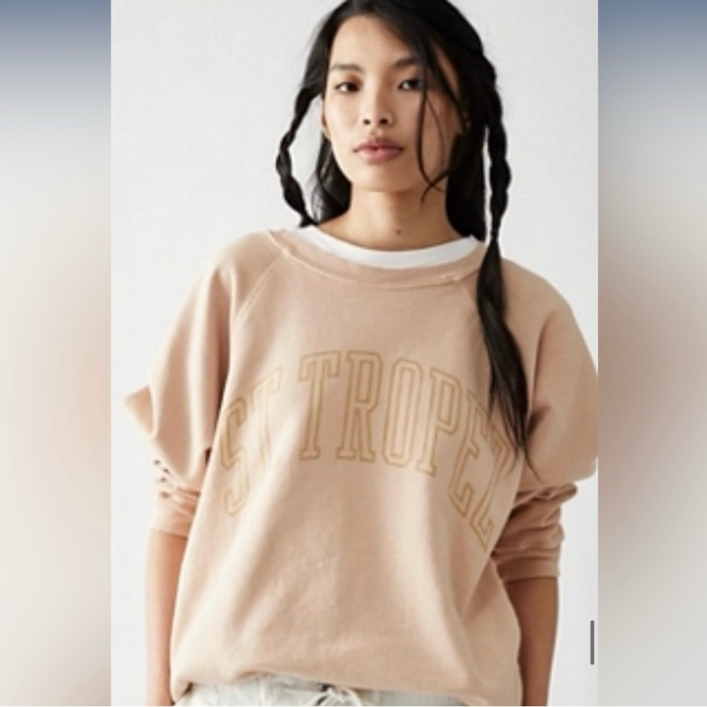 Free People St Tropez Distressed Classic Sweatshirt Original Retro Brand